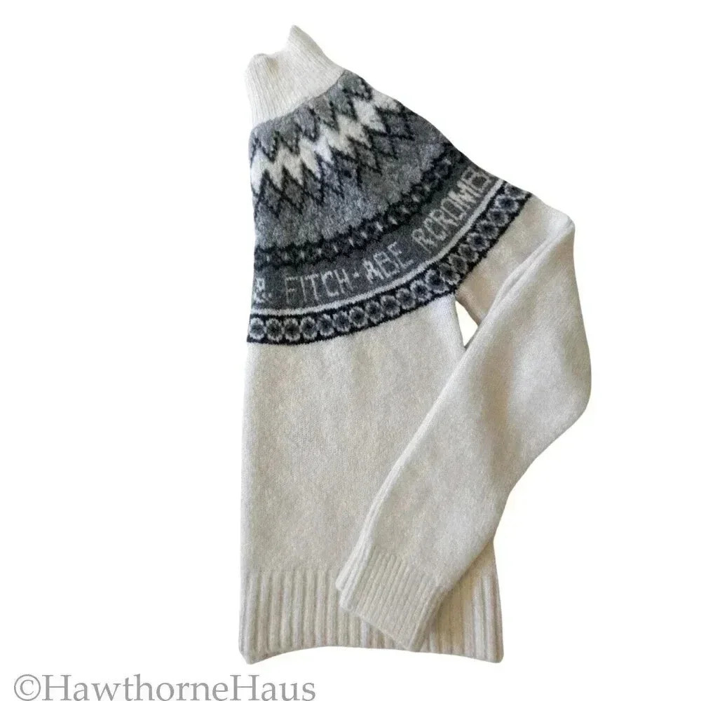 ABERCROMBIE & FITCH Soft Fair Isle Sweater Size S Pullover Logo Knit